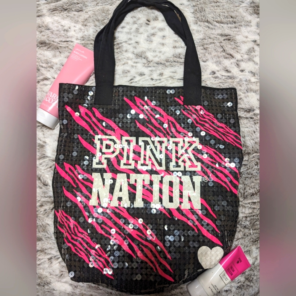💖Victoria's Secret Pink Nation Sequins Tote Bag💖